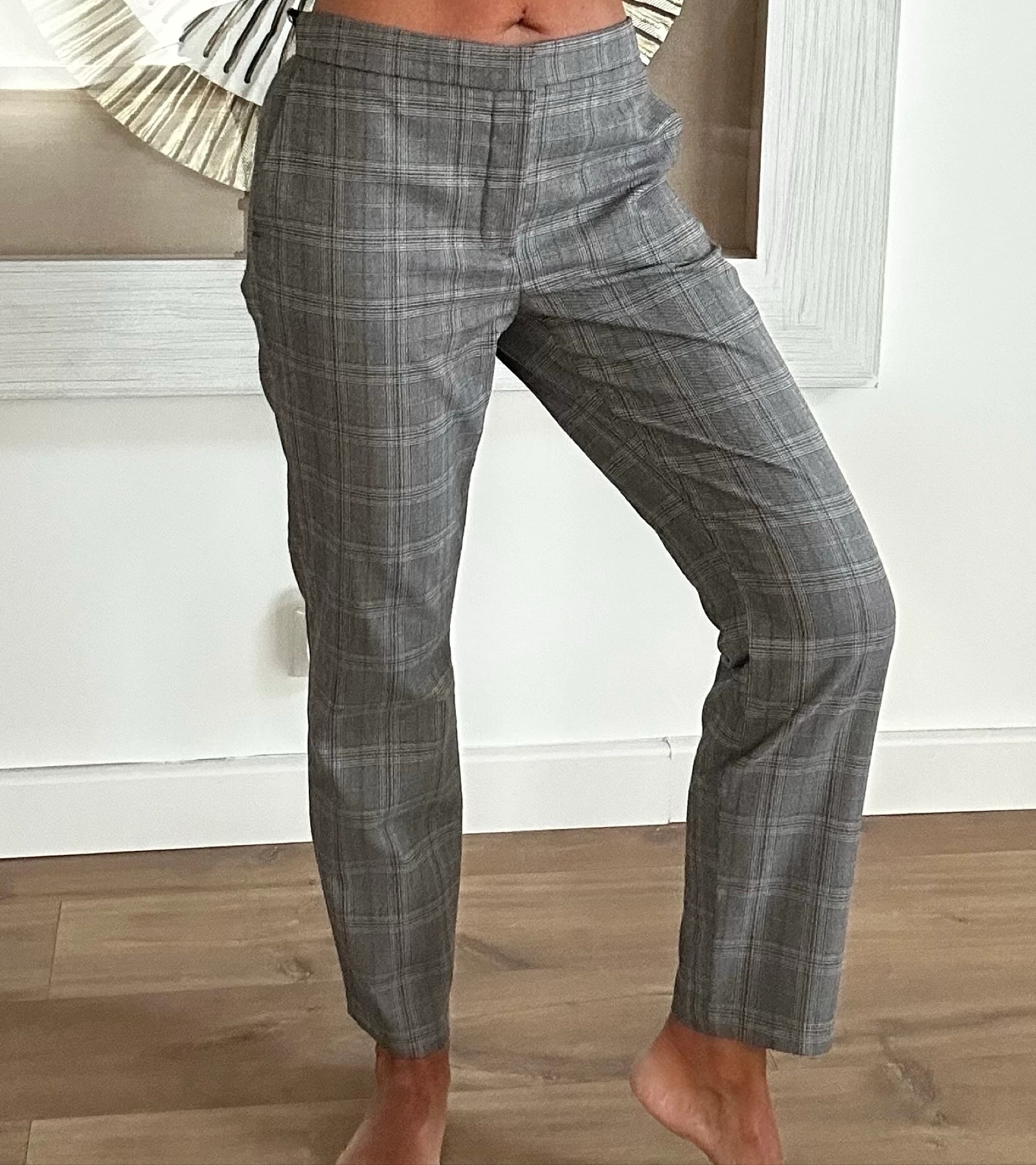 Pantalon Zara à carreaux Prince-de-Galles gris T.L